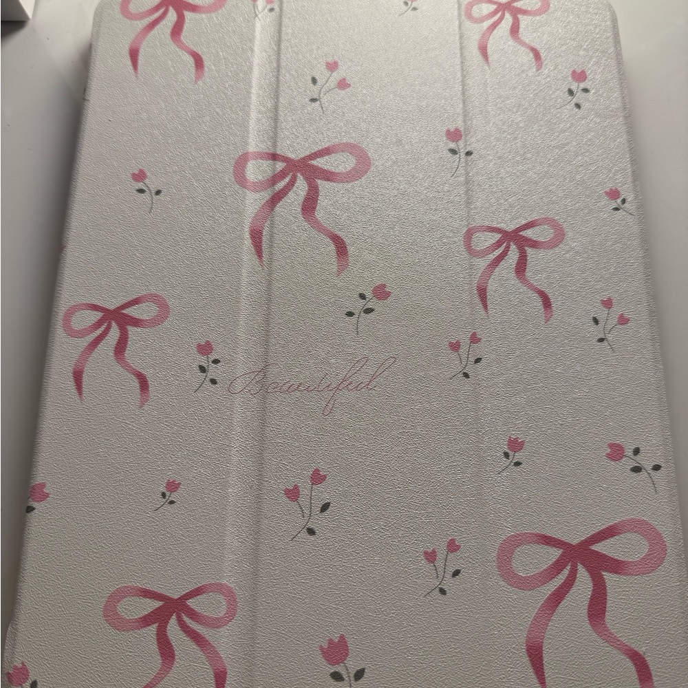 Pink and White Tablet Case with Floral Design